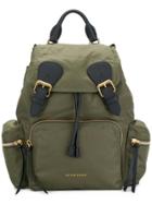 Burberry Medium Rucksack In Technical Nylon And Leather - Green