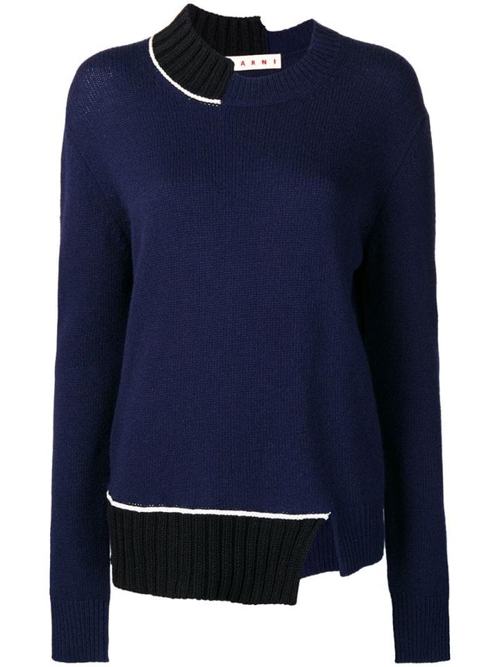 Marni Asymmetric Colourblock Jumper - Blue