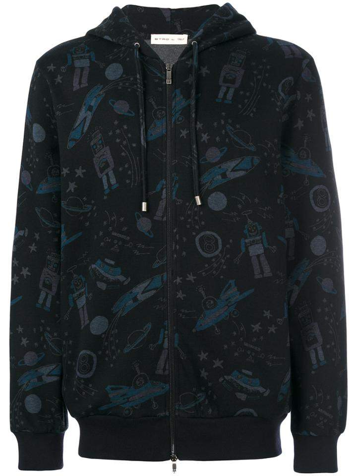 Etro Space Print Hooded Jacket - Black