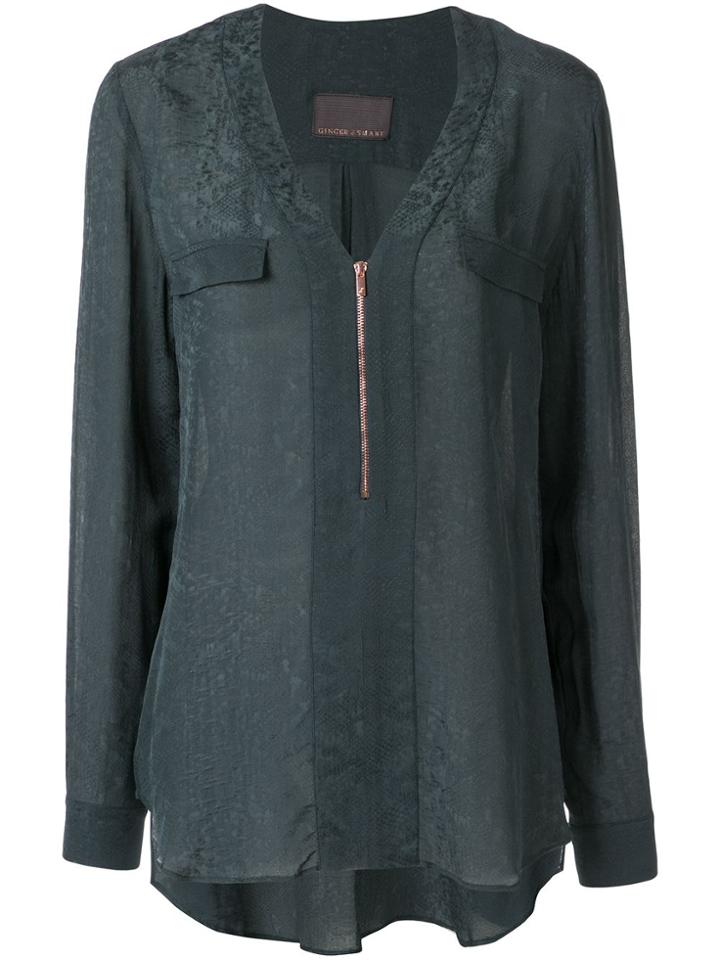 Ginger & Smart Panacea Zip-up Blouse - Blue