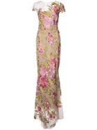 Marchesa Floral-embroidered Lace Gown - Nude & Neutrals