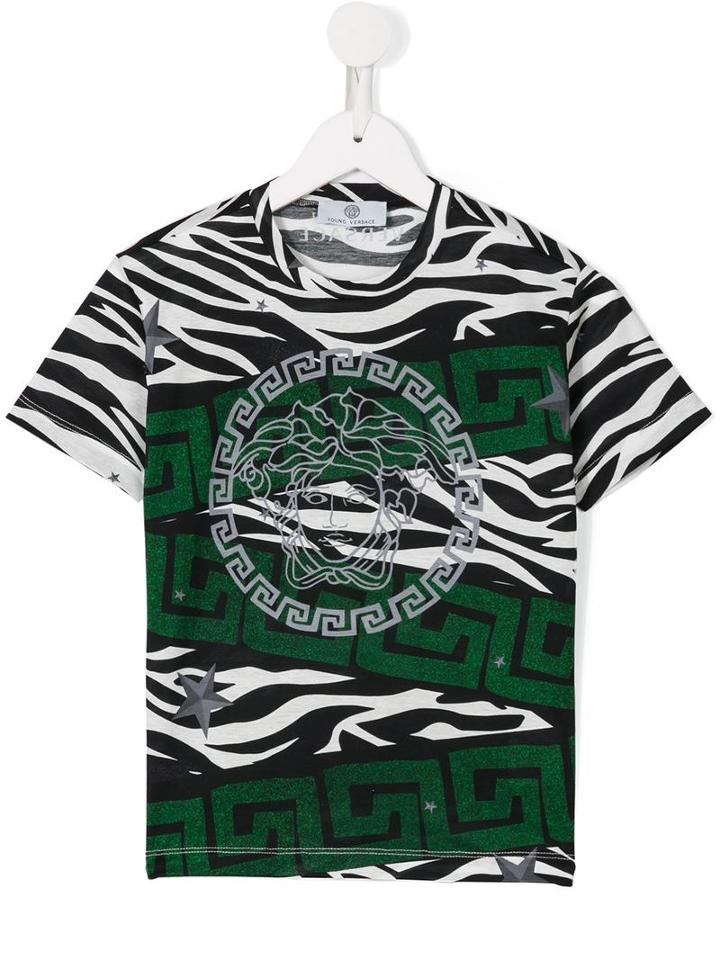 Young Versace Animalier Print T-shirt, Boy's, Size: 11 Yrs, Black