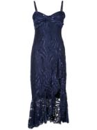 Jonathan Simkhai Metallic Lace Bustier Ruffle Dress - Blue
