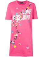 Love Moschino Ant Logo Print T-shirt Dress - Pink
