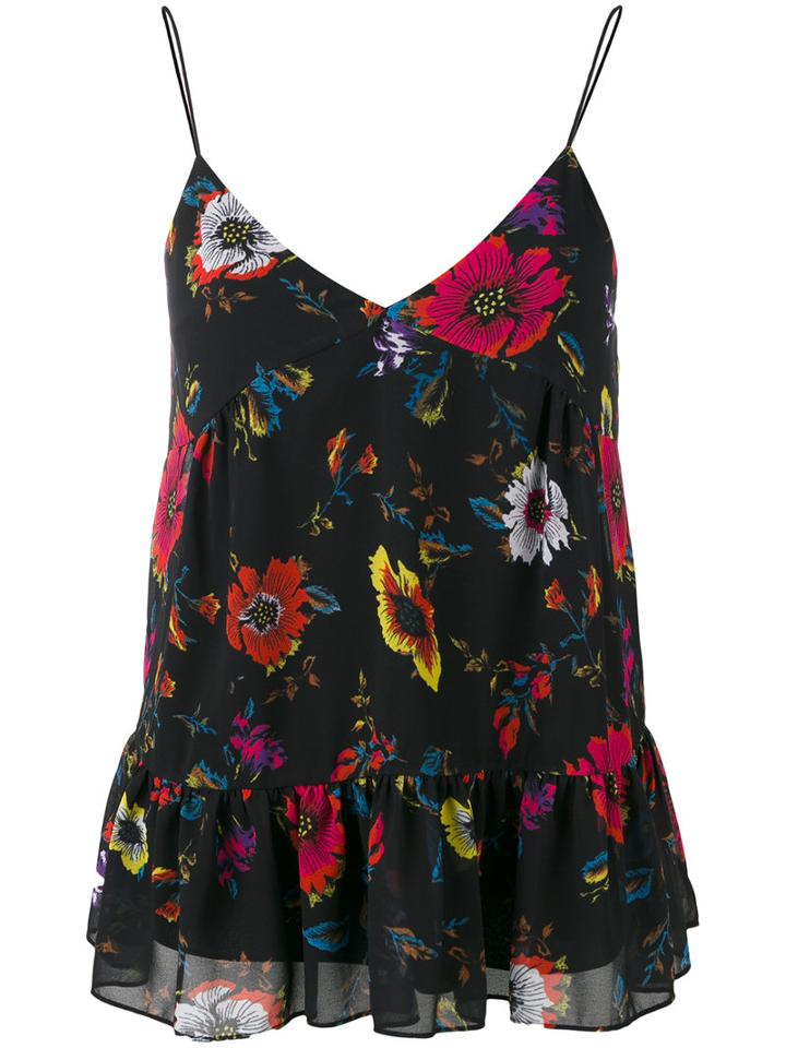 Mcq Alexander Mcqueen Floral Patterned Camisole Top, Women's, Size: 38, Black, Polyester