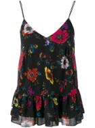Mcq Alexander Mcqueen Floral Patterned Camisole Top, Women's, Size: 38, Black, Polyester