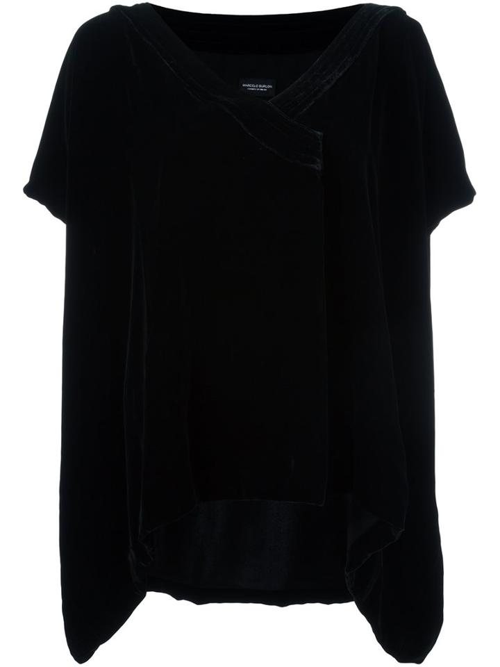 Marcelo Burlon County Of Milan Velvet Loose Top, Women's, Size: 40, Black, Polyester/viscose/silk