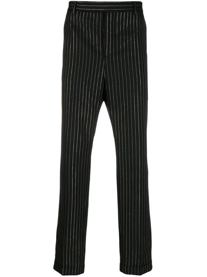 Saint Laurent Lurex Pinstripe Trousers - Black