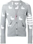 Thom Browne 4-bar Duck Intarsia Cardigan - Grey