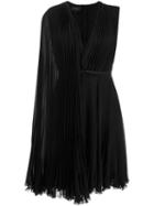 Giambattista Valli Pleated One-shoulder Cape Dress, Women's, Size: 42, Black, Silk/cotton/viscose