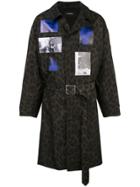Raf Simons Leopard Print Graphic Logos Coat - Black