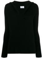 Allude Ribbed V-neck Sweater - Black