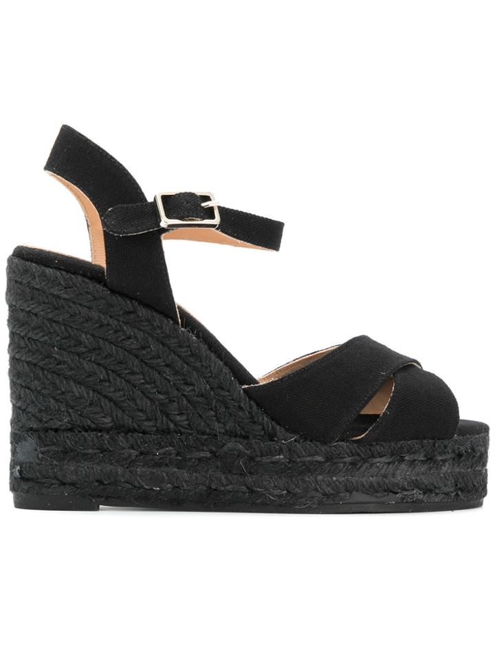 Castañer Woven Slingback Sandals - Black