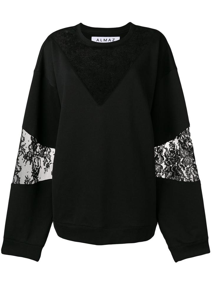 Almaz Lace Insert Sweatshirt - Black