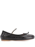 Miu Miu Embellished Strap Ballerina Shoes - Black