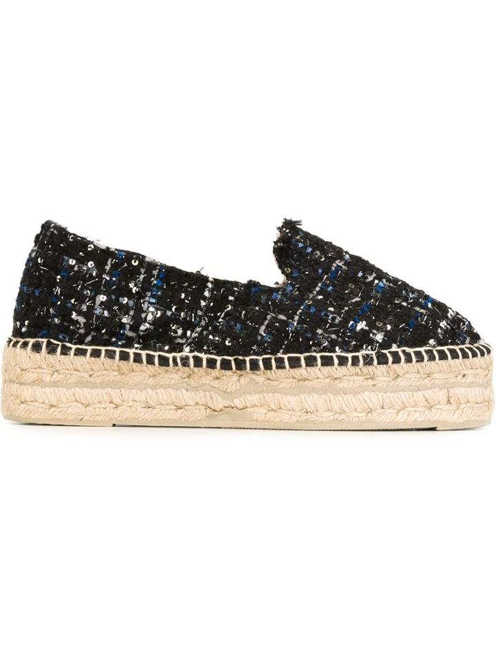 Manebi Tweed Espadrilles, Women's, Size: 41, Blue, Jute/rubber/cotton/polyester