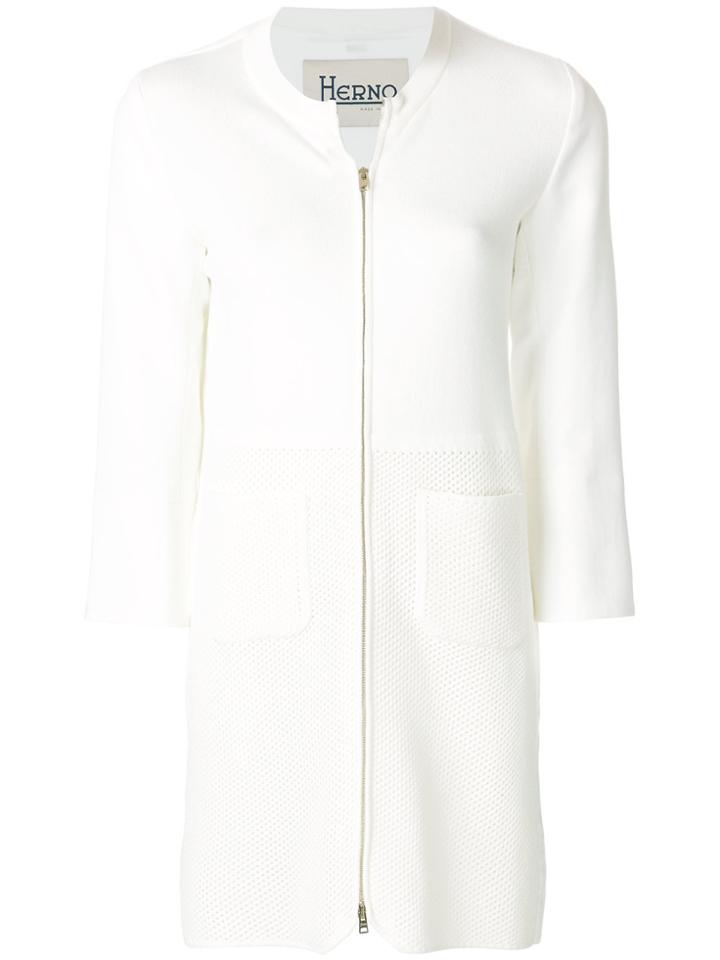 Herno Knitted Long Jacket - White