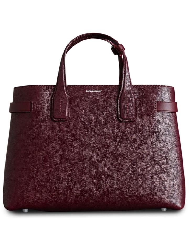 Burberry The Medium Banner In Leather And Vintage Check - Red