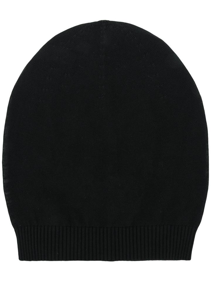 Rick Owens Classic Ribbed Beanie Hat - Black