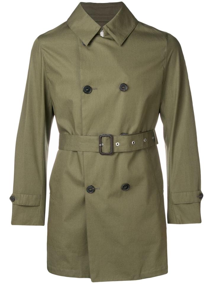 Mackintosh Khaki Cotton Storm System Short Trench Coat - Green