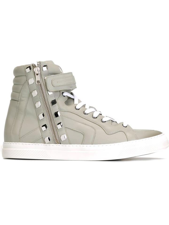 Pierre Hardy Les Baskets Hi-top Sneakers, Men's, Size: 43, Grey, Leather/rubber/metal Other