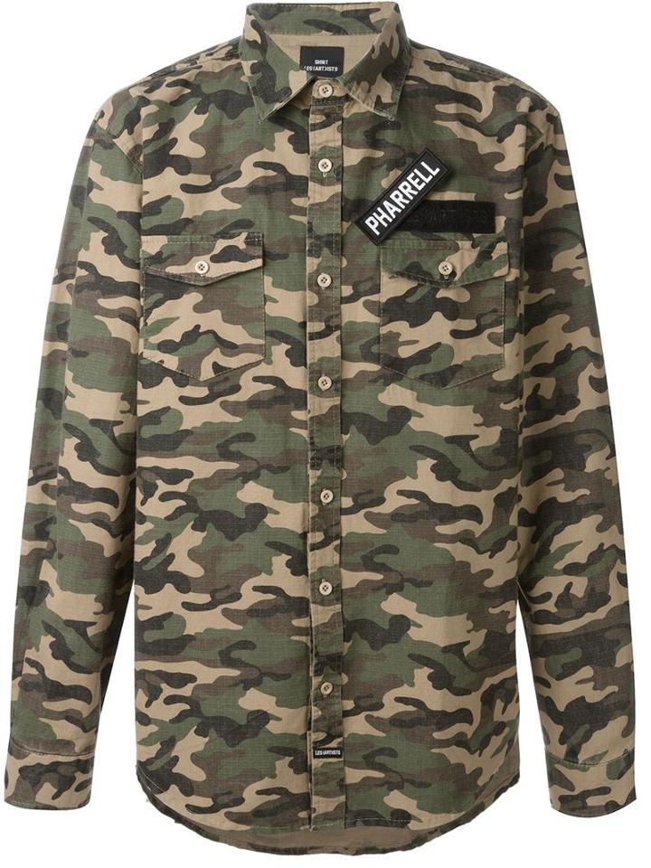 Les (art)ists Pharrell Patch Camouflage Shirt, Men's, Size: Xl, Green, Cotton