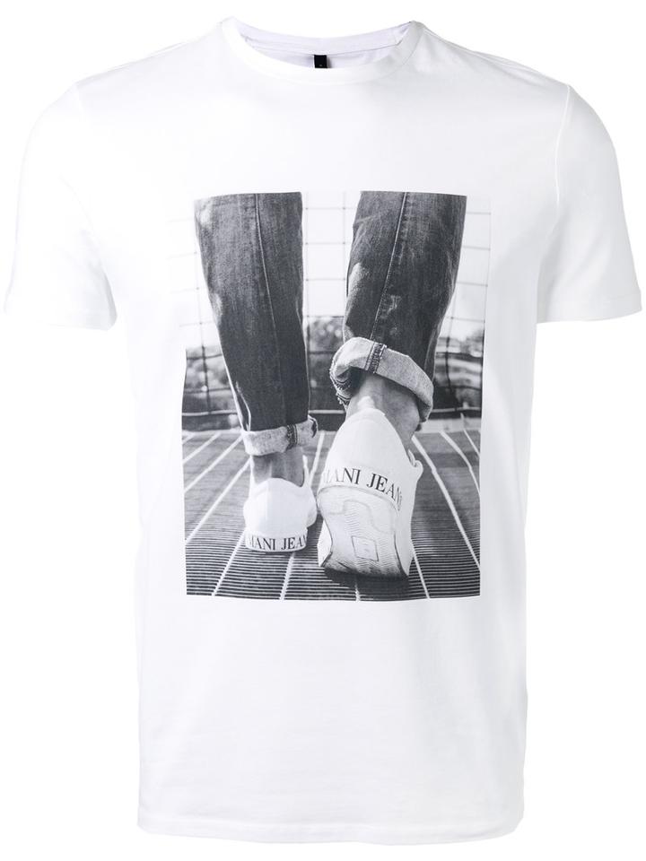Armani Jeans - Feet Print T-shirt - Men - Cotton/spandex/elastane - Xxxl, White, Cotton/spandex/elastane