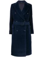 Tagliatore Double-breasted Belted Coat - Blue