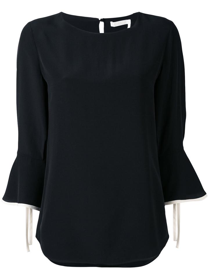Chloé - Ruffle Sleeve Blouse - Women - Silk - 38, Black, Silk