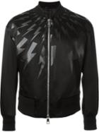 Neil Barrett Lightning Bolt Bomber Jacket, Men's, Size: Xs, Black, Polyamide/acetate/cupro
