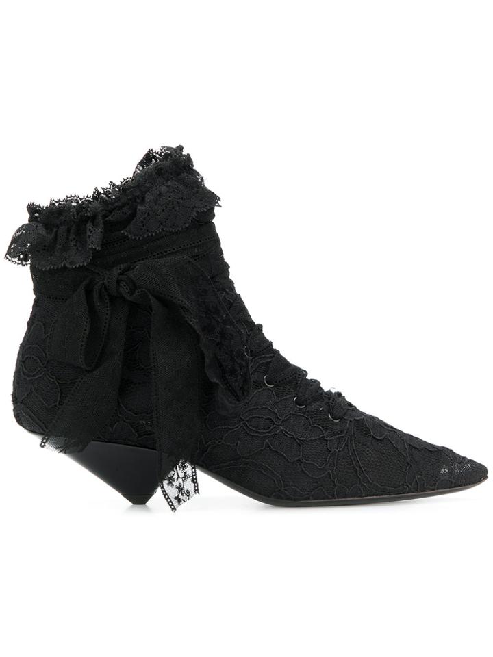 Saint Laurent Blaze 45 Lace Ankle Boots - Black
