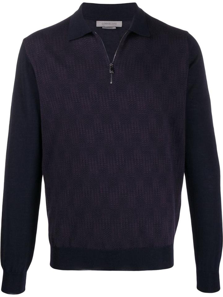 Corneliani Pattern Knit Jumper - Blue