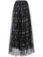 Brunello Cucinelli Floral Tulle Maxi Skirt - Black