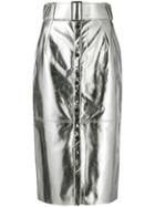 Msgm Button-up Pencil Skirt - Silver