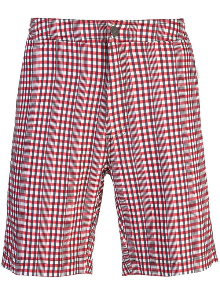 Onia Plaid Swimming Short - Red