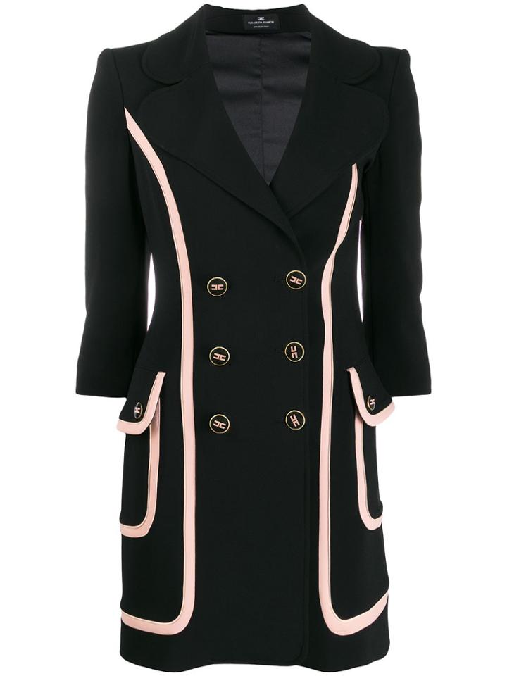 Elisabetta Franchi Fitted Double-breasted Coat - Black