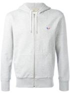 Maison Kitsuné Hoodie With Tri-colour Logo Chest Embellishment, Men's, Size: Small, Grey, Cotton