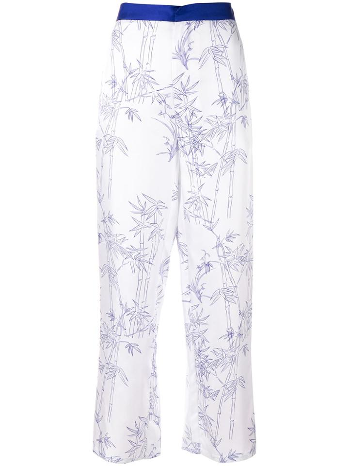 Shanghai Tang Pyjama Pants With Porcelain Bamboo Print - White