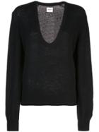 Khaite Plunging Neck Sweater - Black