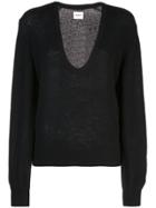 Khaite Plunging Neck Sweater - Black