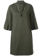 Fabiana Filippi Pleated Sleeve Dress, Women's, Size: 42, Green, Cotton/spandex/elastane