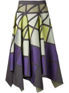 Issey Miyake Geometric Pattern Full Skirt, Women's, Size: 2, Pink/purple, Polyester/polyurethane