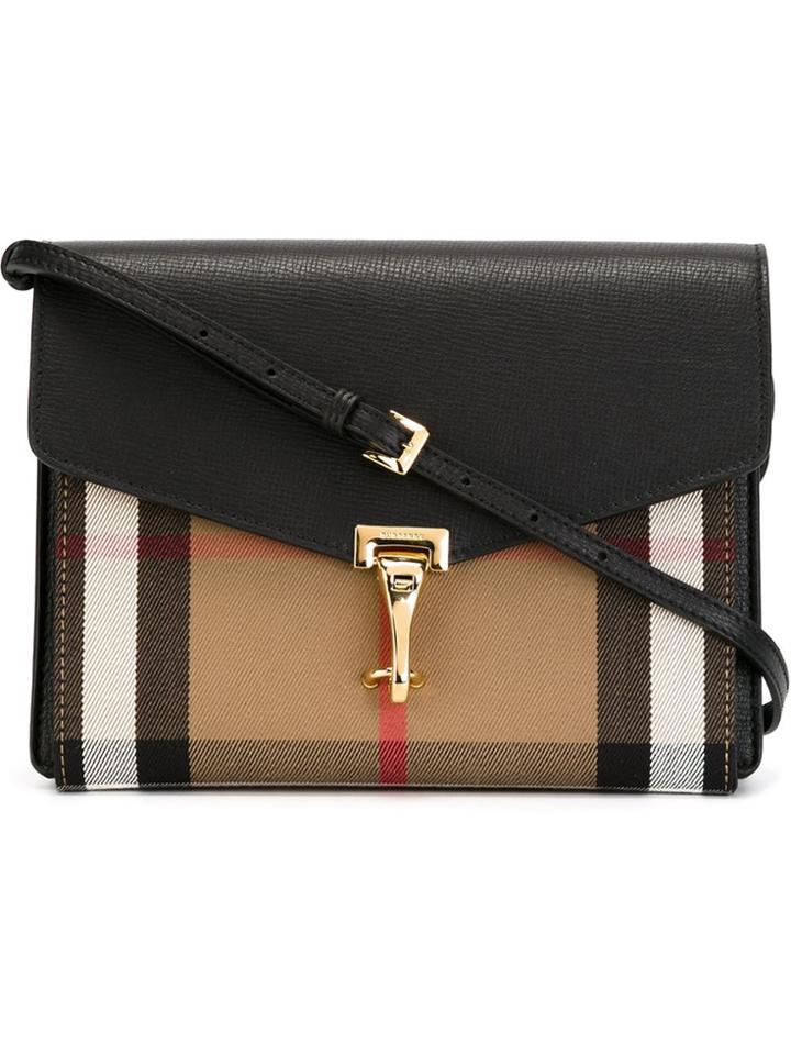 Burberry 'house Check' Flap Bag - Black