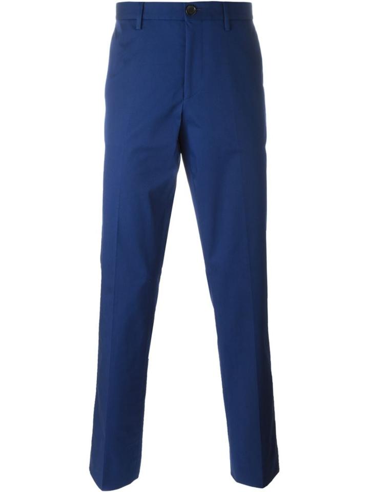 Ps Paul Smith Stretch Straight Trousers, Men's, Size: 32, Blue, Cotton/spandex/elastane