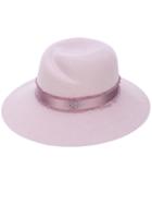 Maison Michel - Virginie Fedora Hat - Women - Cotton/porcelain/wool Felt - M, Pink/purple, Cotton/porcelain/wool Felt