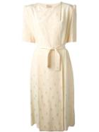 Krizia Vintage Jacquard Belted Dress, Women's, Size: 42, Nude/neutrals