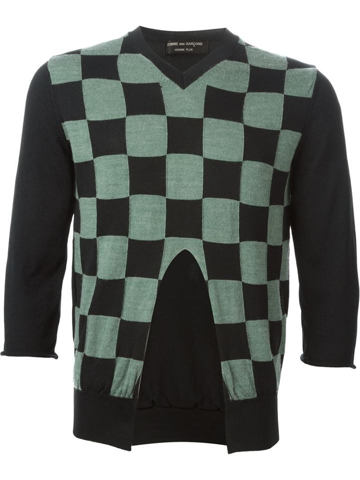 Comme Des Garcons Vintage Front Slit Checked Sweater