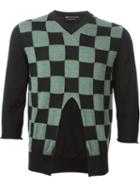 Comme Des Garcons Vintage Front Slit Checked Sweater