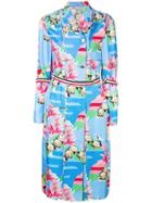 Thom Browne Lounging Floral Silk Slip Dress - Blue