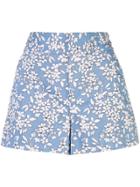 Alice+olivia Cady Floral Print Shorts - Blue